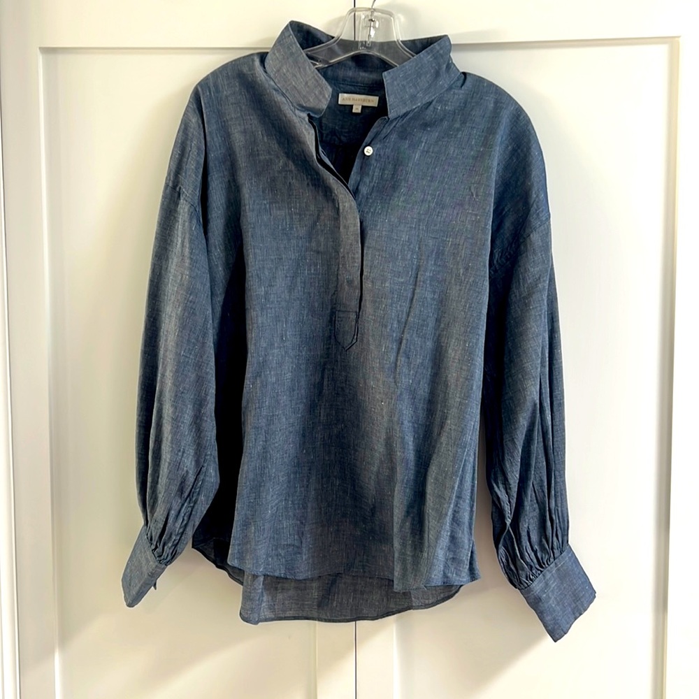 Ann Mashburn navy linen popover